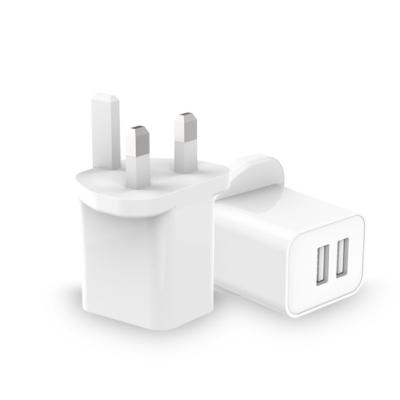 China UK Mobile Phone Charger 5V 2.1A Dual USB Plug Adapter Wall Home Charger 3 Pin Socket Adapter Travel Adapter for sale