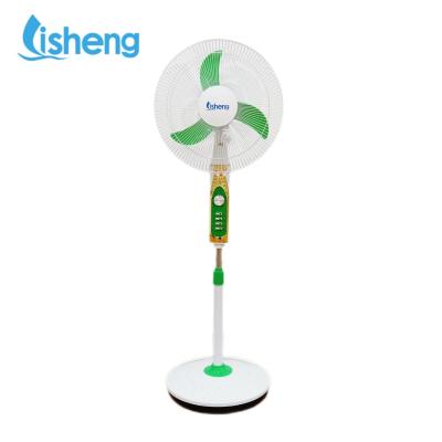 China Ventilador de chão ajustável economizador de energia 16 polegadas AC/DC 12V/220V com luz LED à venda