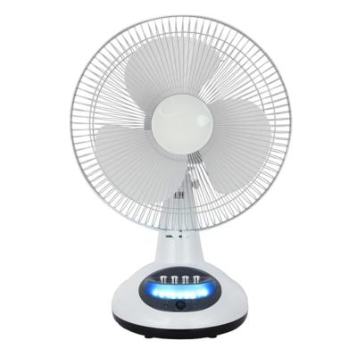 China Mini 12 Inch 12v DC Children Fan Solar Table Fan With LED Light And Battery for sale