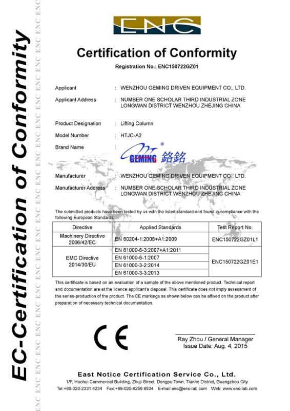 CE - Zhejiang Ge Ming Driven Technology Co., Ltd.