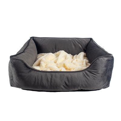 China Breathable Luxury Warm Pet Beds Warm Pet Beds Washable Orthopedic Seat Armrest Dog Bed Wholesale for sale