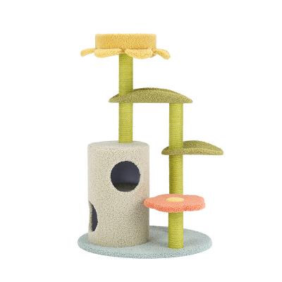 China Sustainable Pet Play House Lines Large Luxury Wooden Housing Tower Modern Wood Cat Tree High Quality for sale