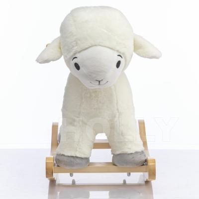 China Ride on Safe Wooden Toy Children's Plush Rocking Horse Sheep Rocking Horse Toy Sheep Toy for sale