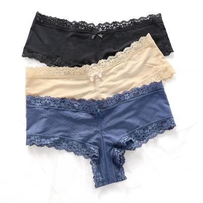 China Breathable Plus Size Lace Breathable Women Sexy Panties Mid Waist With Holes Lady Panties Women Underwear for sale