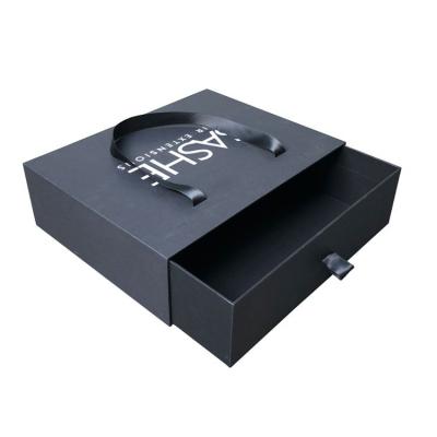 China Recyclable Customize Elegant Gift Packaging Box Paper Drawer Box With Ribbon Drawer Slotted Box for sale