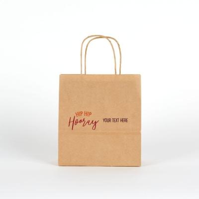 China Wholesale Recyclable Kraft Paper Bag With Your Own Logo Custom Shopping Paper Bag For Food Delivery Take Out With Handle for sale