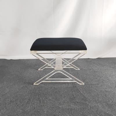 China Modern rectangular acrylic stool and upholstered cushion for sale