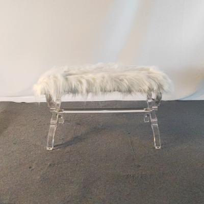 China Modern Acrylic White Plush Seat Stool for sale