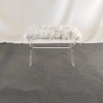 China Modern Acrylic New Design Plush Cushion Rectangular White Stool for sale