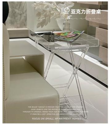 China Modern Simple Folding Luxury Acrylic Transparent Frame Small Furniture Internet Light Insist Portable Coffee Table Table For Home U for sale