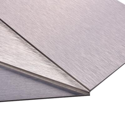 Китай Megabond brushed silver acp sheets,silver brushed alucobond pvdf aluminum plastic composite panel продается