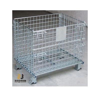 China Storage Mesh Box Wire Cage Metal Bin Collapsible Storage Container for sale