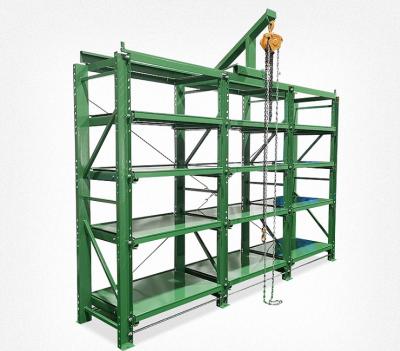 China Warehouse Storage System Customized Warehouse High Quality Wide Open Bend Exit Shelving Heavy Duty Type Steel Mold Rack Injection Mold Drawer Racking for sale