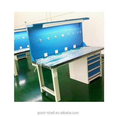 China Durable rubber top workshop workbench with panel for sale