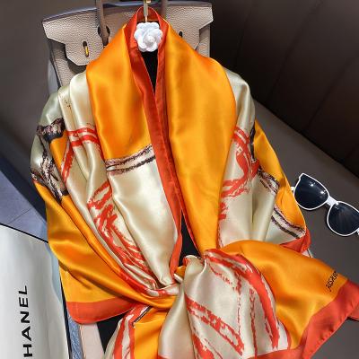 China Hot Sale Silk Scarfs Hijabs Summer Pattern Ladies Soft Feeling Long Flower Scarf Sale Designer Luxury Silk Top Women Head Scarfs Styles for sale