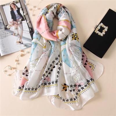 China Wholesale 2019 Latest Yiwu Soft Feeling Silk Scarves Chiffon Women Scarf Girls Shawls Single Star Silk High Quality Flower for sale