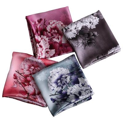 China Wholesale Soft Smooth Printing Spanish Muslim Lady Flower Gradient Summer Scarves Hijab Shawls Women Fashion Feeling Silk Scarf for sale