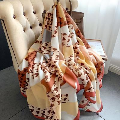 China Wholesale 2022 New Custom Made High Quality Cotton Soft Viscous Print Women's Long Scarves Fashion Houndstooth Print Long Scarf Hijabs for sale