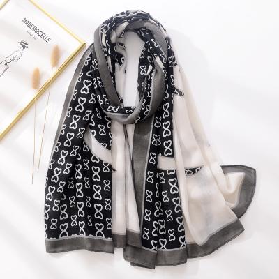 China Famous Designer Inspired Scarf Hijabs New Design Autumn High Quality Korean Style Cotton Black Luxury Women White Viscous Shawls Hijabs for sale