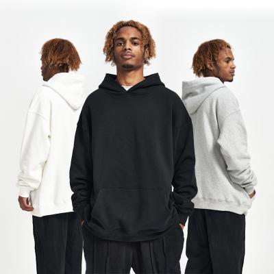 China Oversized hoodie men's anti-pilling cotton terry pullover hoodie drop shoulder high quality thick heavy French custom fleece for sale