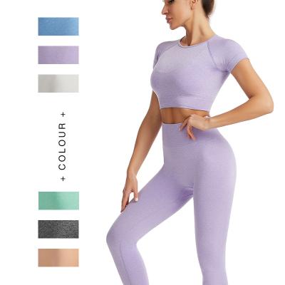 China Wholesale Breathable 2 Piece Gray Color Sportswear Breathable Girls Healthy Yoga Wear Sets for sale