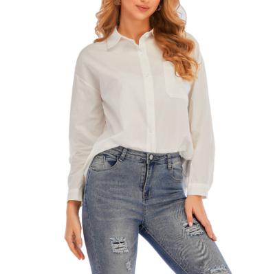 China Anti Pilling Women Button Down Shirts Long Sleeve Office Business Casual Blouse White Women for sale