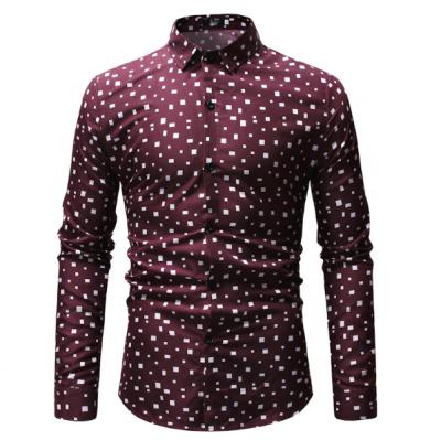 China New Design Anti-pilling Long Sleeve Printed Regular Fit Button Down Blouse Mens Workout Shirts for sale