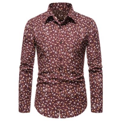 China Custom 2021 New Arrival Anti-pilling Print Lapel Long Sleeve Casual Blouses Men's Bodybuilding T-Shirt for sale