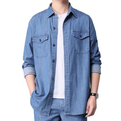 China Latest Design Anti-Pilling Custom Washed Denim Shirt Regular Fit Men's Oversized T-Shirt for sale