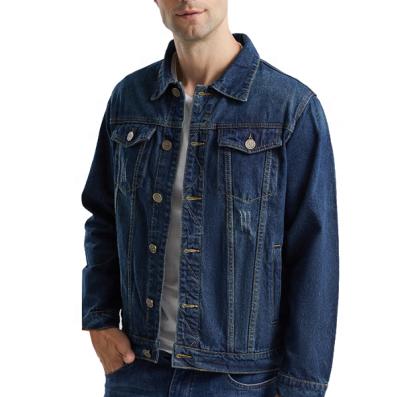 China High Quality Men's Breathable Blue Jean Jacket Fit Ripped Denim Fashionable Jacket for sale