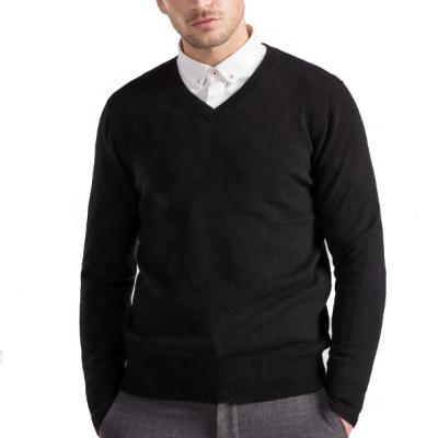 China 2021 OEM Winter V-Neck Pullover Anti-Shrink Slim Fit Straight Men Knit Sweater for sale