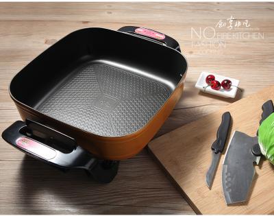 China Outdoor multifunctional electric grill pan with non-stick lacquer and glass lid for sale