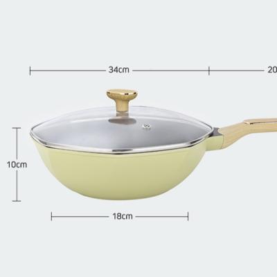 China Sustainable Non-Stick Octagonal Wok 13 Inch Induction Die Cast Woks and Saute Pans with Glass Lid 100% PFOA Free for sale