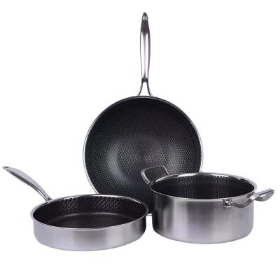 China Viable New Products High Quality Restaurant Home Used Cookware Deep Fry Pan Stainless Steel Nonstick Frying Pan for sale