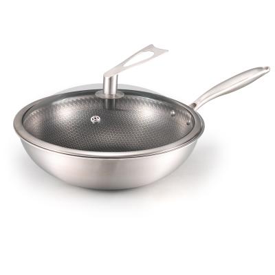 China Kitchen Accessories Stainless Steel Pot Sustainable Cooking Frying Pan With Stainless Steel Three Layer Stick Non Cooking Pan for sale