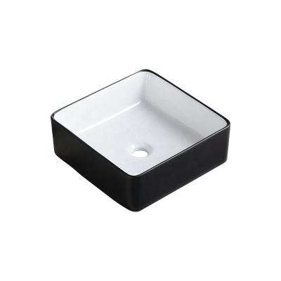 China Minimalist Matt Color Rectangular Ceramic Wash Basin Art Luxury Bathroom Sinks Wash Basin Small Basin for sale