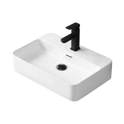 China Minimalist China Suppliers Rectangular Single Hole Ceramic White Bathroom Sinks European Slim Basins Cabinet Basin for sale