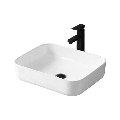 China Modern Ceramic Rectangular Single Vessel Sink Faucet Bathroom Designer Slim Edge Hand Wash Sink for sale