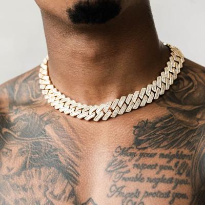 China Mens Customizable Hip Hop Personality Iced Out S925 Gold Yellow White Moissanite Diamond Cuban Tennis Chain Necklace Silver 9k 10k 14k 18k for sale