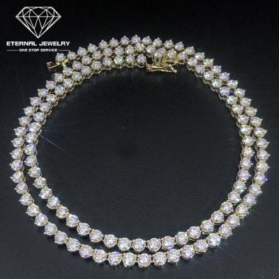 China Custom Fine Jewelry Hiphop Women Fashion Luxury S925 Silver Gold 9k 10k 14k 18k 18 inch Yellow White 3mm Moissanite Diamond Necklace for sale