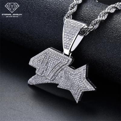 China Pure White Yellow Moissanite Diamond Gem Star Pendant Necklace Hip Hop Silver 9k 10k 14k 18k Gold Factory Customized Romantic S925 for sale