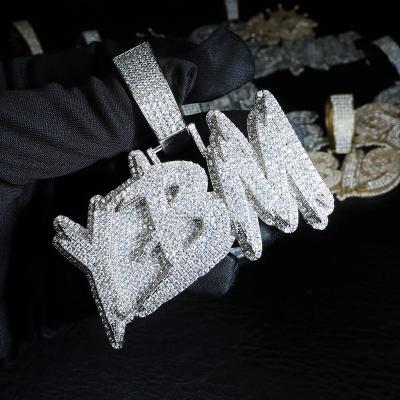 China Hiphop Fashion Trend Iced Out Gold Moissanite Diamond Hip Hop Pendant Necklace Hiphop Letter Alphabet Name S925 Silver 10k 14k 18k for sale