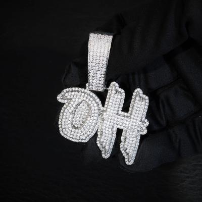 China Hot Hiphop Iced Out Hiphop Letter Alphabet Name S925 Silver 10k 14k 18k Gold Moissanite Diamond Hip Hoppendant Necklace For Men for sale