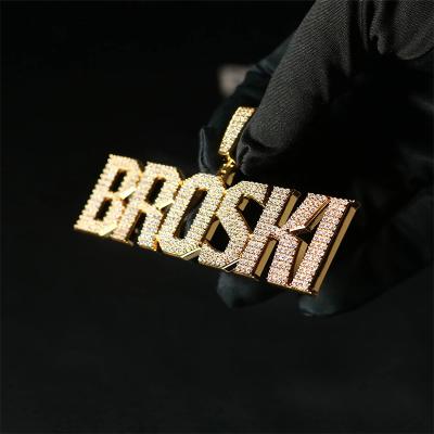 China Mens Hip Hop Moissanite Diamond Letter Pendant Vvs Custom Hiphop S925 Silver 10k 14k 18k Gold Iced Out Pendant Necklace for sale