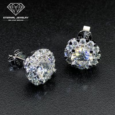 China CLASSIC Women's High End Luxury 0.8ct Moissanite Diamond Real S925 Sterling Silver 10k 14k 18k Gold Plated White Earrings Ear Studs for sale