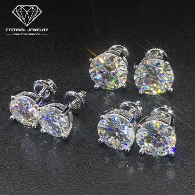 China TRENDDY Mens Womens Womens Diamond S925 Silver 9K 10K 14K 18K Silver 9K 10K 14K 18K Real 5mm 6.5mm 8mm 1ct D VVS Moissanite Ear Studs With Certificate for sale