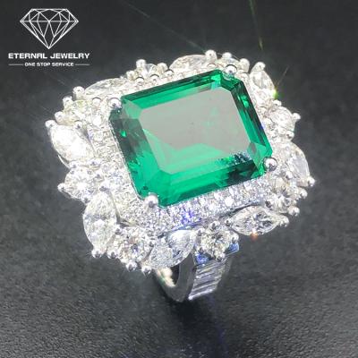 China CLASSIC Custom Ladies S925 Silver 9K 10K 14K 18K Gold Pure Emerald Cut Moissanite Diamond Gem High End Luxury Ring for sale