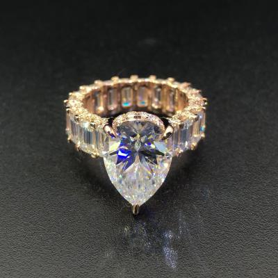 China Romantic Factory Customized Real S925 Fine Gold Silver 10k 14k 18k Moissanite Diamond Wedding Ring For Women for sale