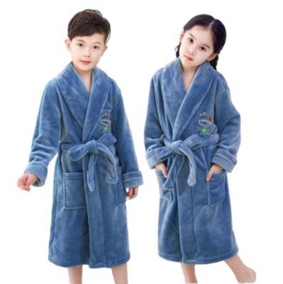 China Children's thermal solid bathrobe thickened boys and girls autumn and winter fleece robes flannel bathrobe for sale