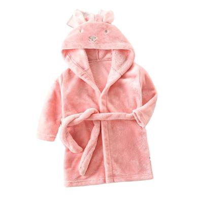 China Long Solid Color Flannel Hooded Cloth Bathrobe Kids Kigurumi Robes for sale